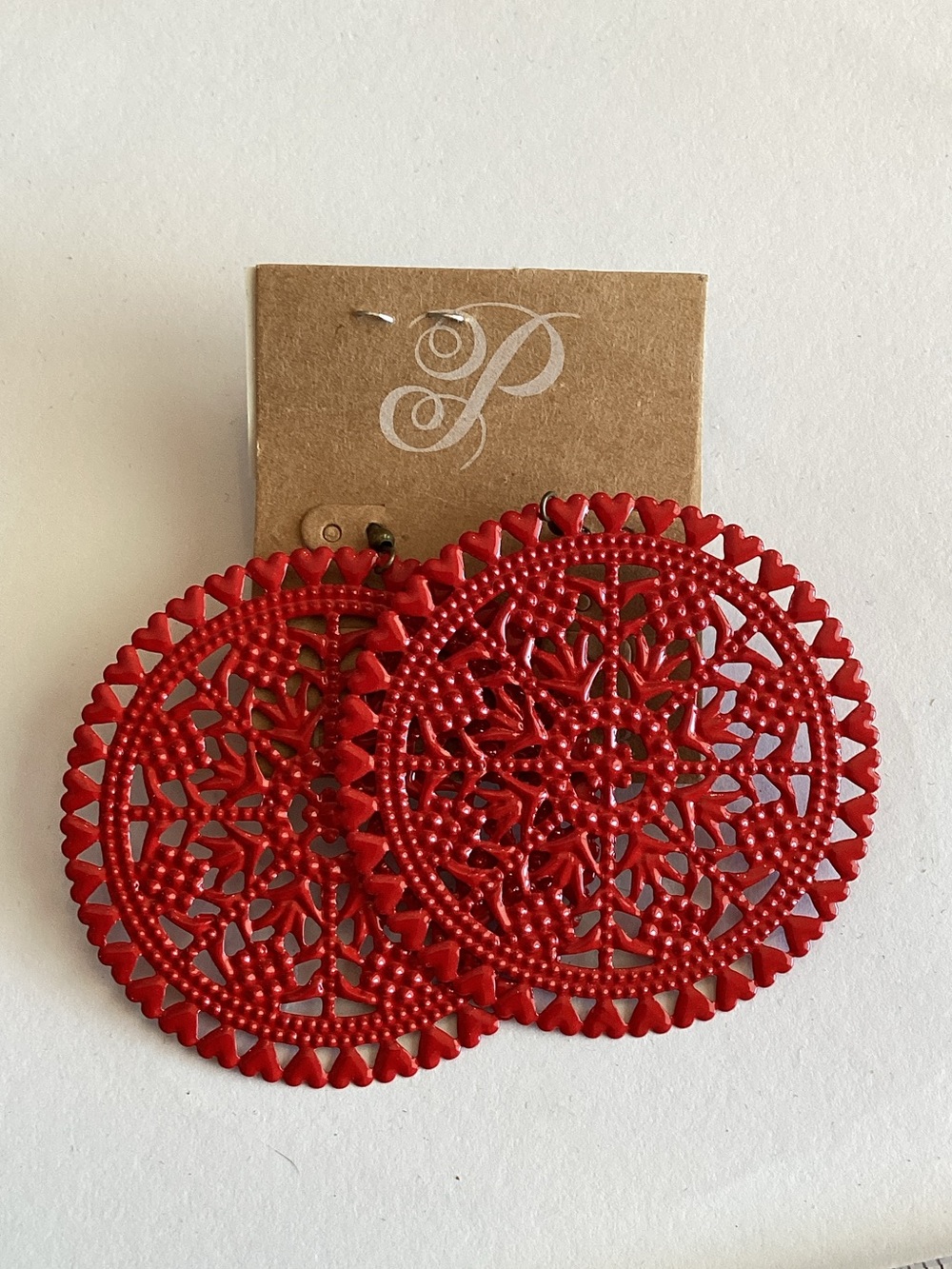 Plunder Red‎ Filigree Round Drop Earrings